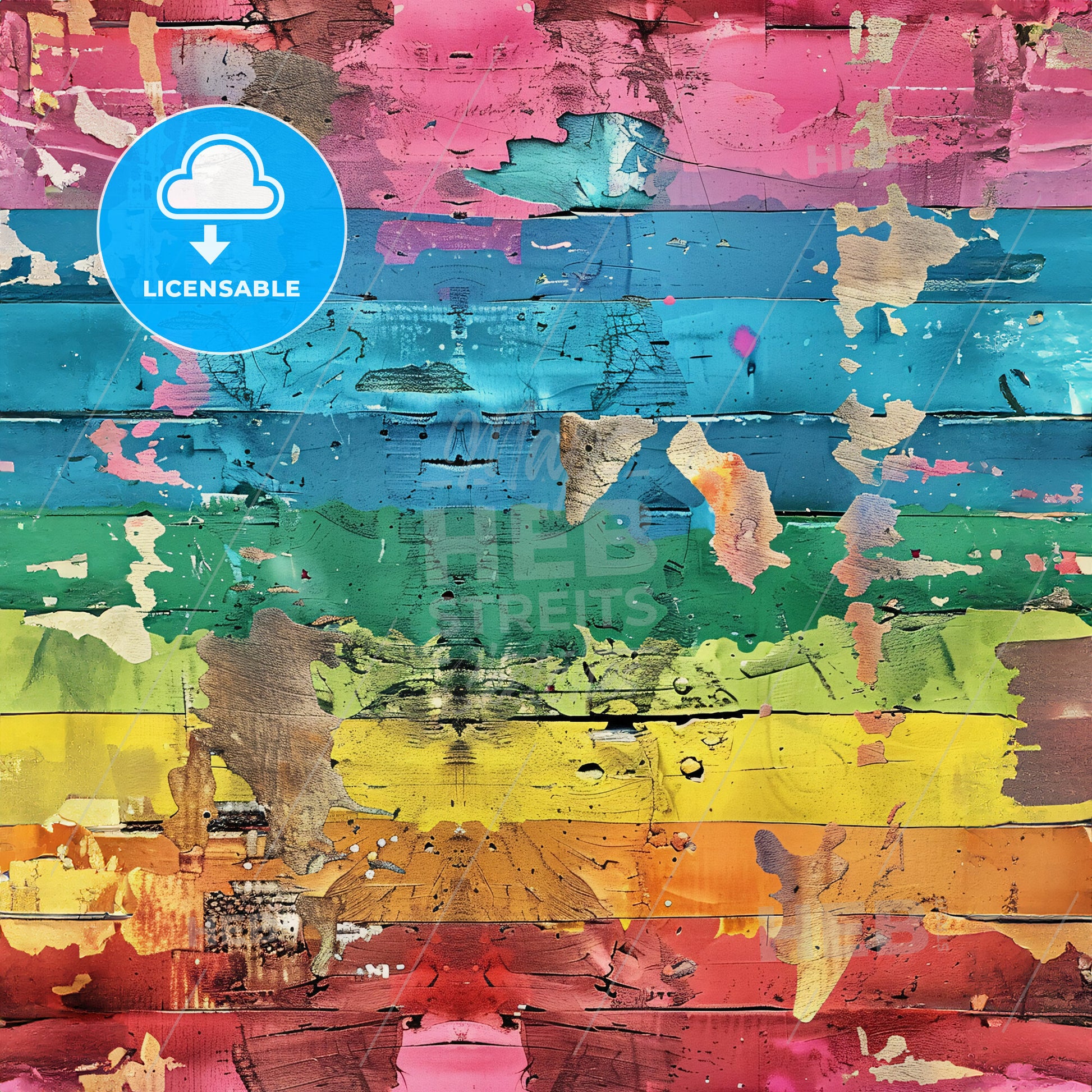 A Colorful Wood Planks With Peeling Paint