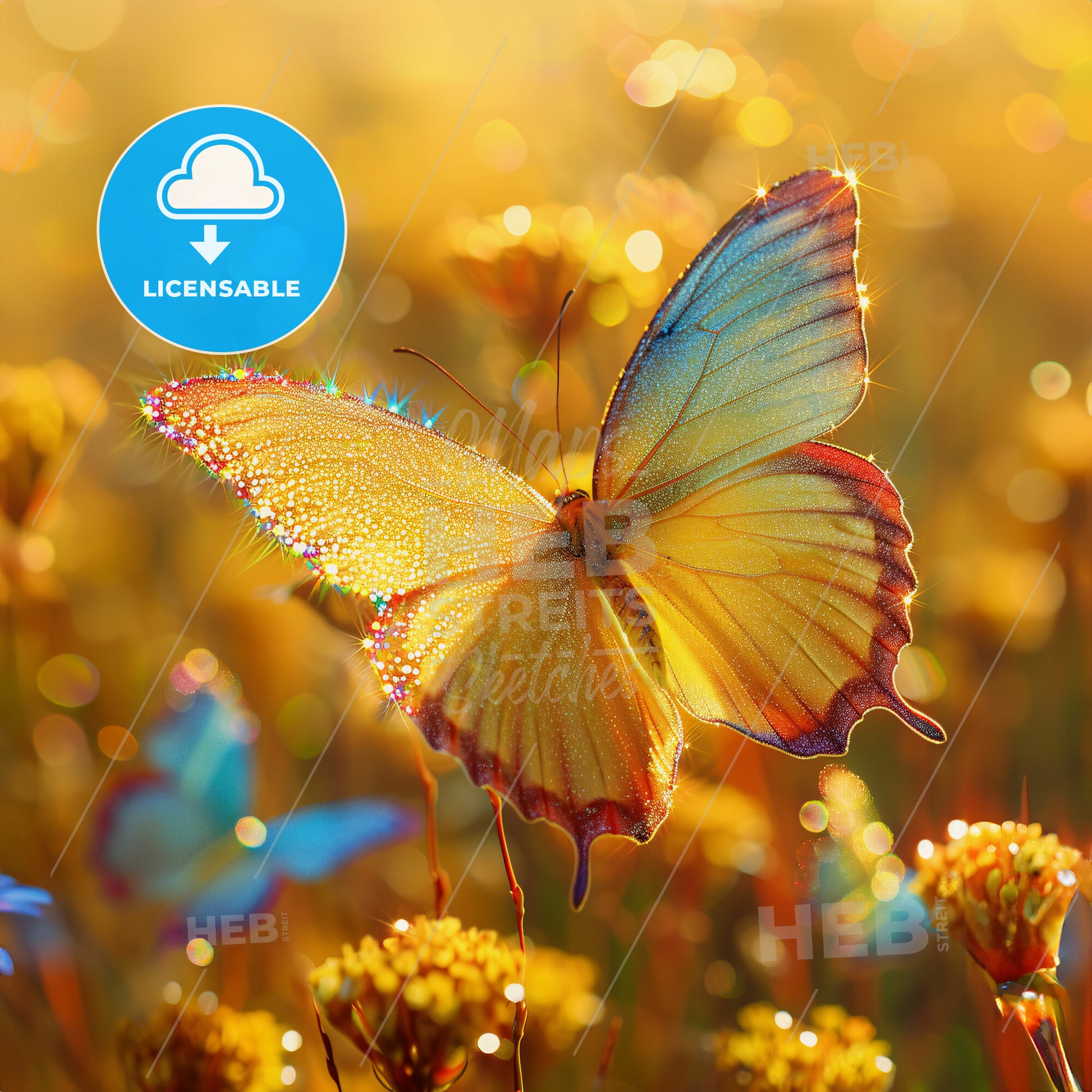 Rainbows and Butterflies: A Colorful Embrace - A butterfly on a flower