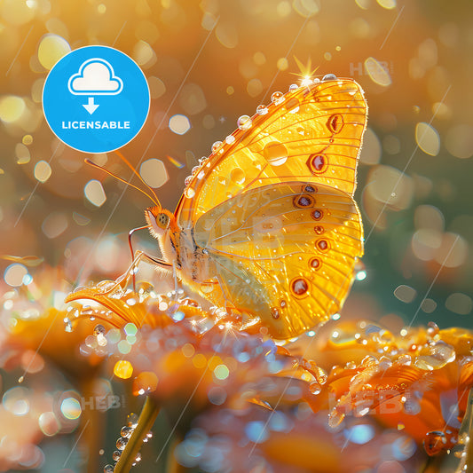 Rainbows and Butterflies: A Colorful Embrace - A butterfly on a flower