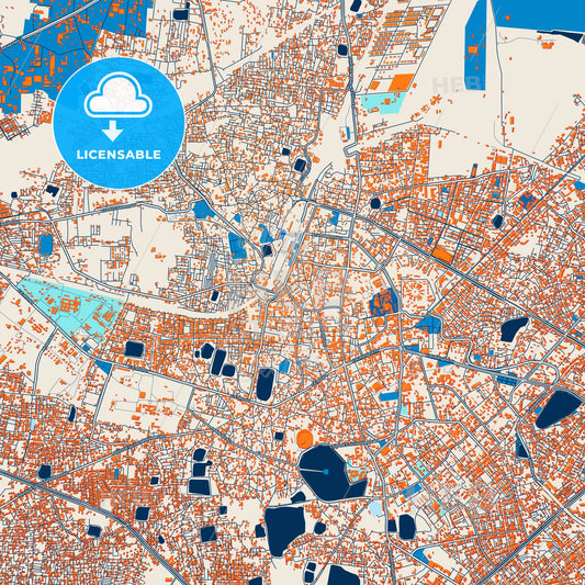 Colorful Raipur Street Map with Labels and Buildings