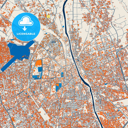 Colorful Rajkot Street Map with Labels and Buildings
