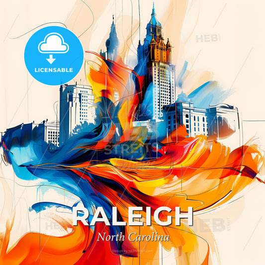 Vibrant Raleigh, North Carolina - A Colorful Painting Of A City - Square format print template