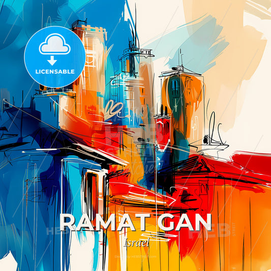 Vibrant Ramat Gan, Israel - A Painting Of A City - Square format print template
