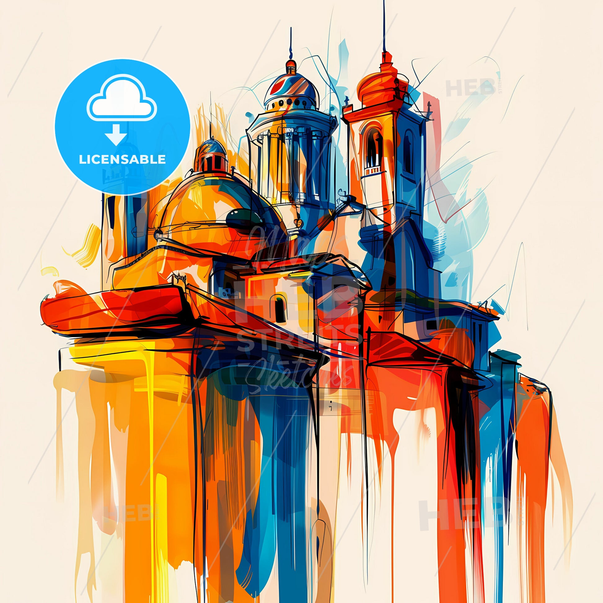 Vibrant Ramla, Israel - A Painting Of A Building With Towers And Domes