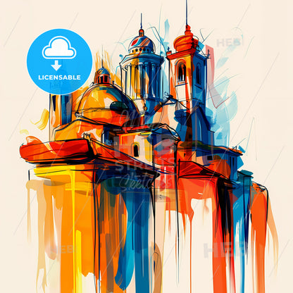 Vibrant Ramla, Israel - A Painting Of A Building With Towers And Domes