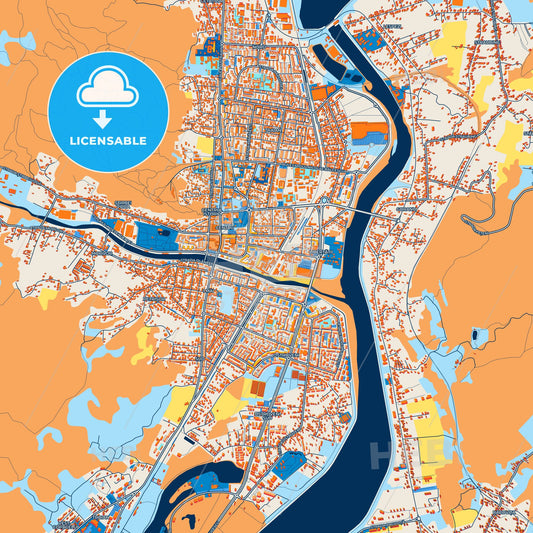 Colorful Râmnicu Vâlcea Street Map with Labels and Buildings