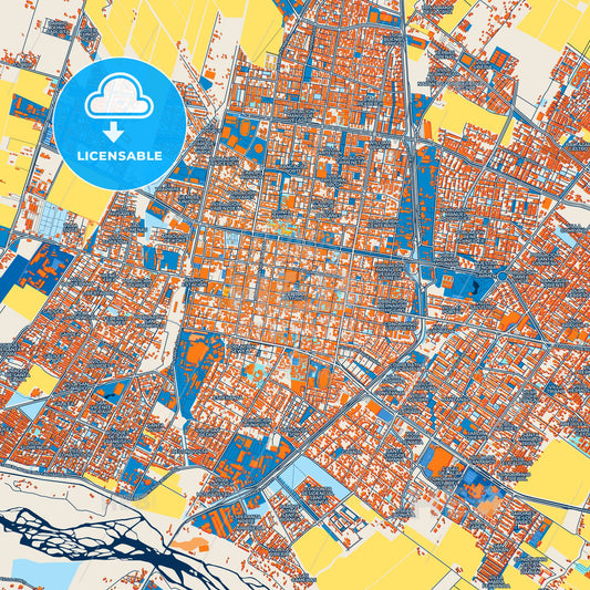 Colorful Rancagua Street Map with Labels and Buildings