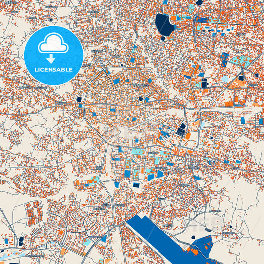 Colorful Ranchi Street Map with Labels and Buildings