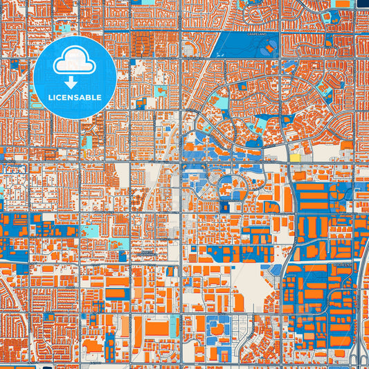 Colorful Rancho Cucamonga Street Map with Labels and Buildings
