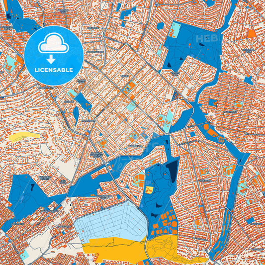 Colorful Randburg Street Map with Labels and Buildings