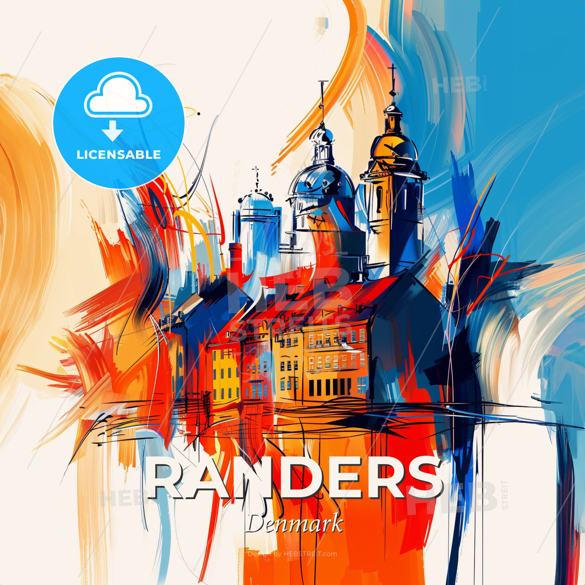 Vibrant Randers, Denmark - A Painting Of A Building - Square format print template