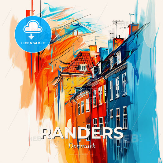 Vibrant Randers, Denmark - A Colorful Buildings With Red Roofs - Square format print template