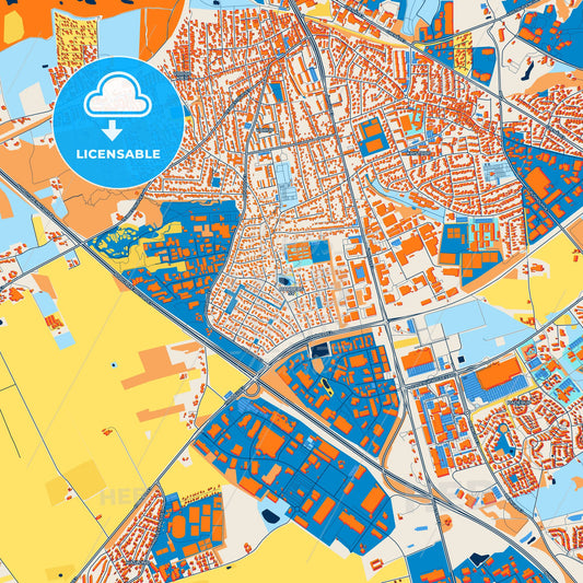Colorful Randers Street Map with Labels and Buildings