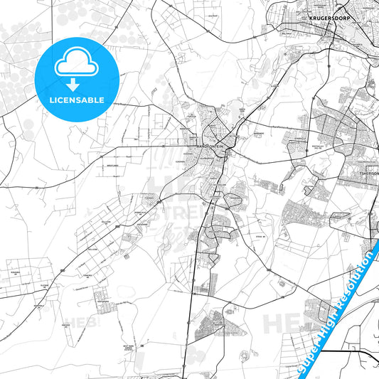 Randfontein, South Africa light map with streetnames, citynames and districts