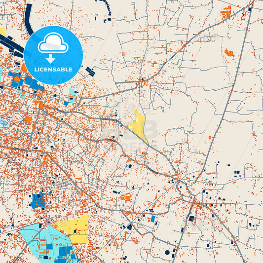 Colorful Rangpur Street Map with Labels and Buildings