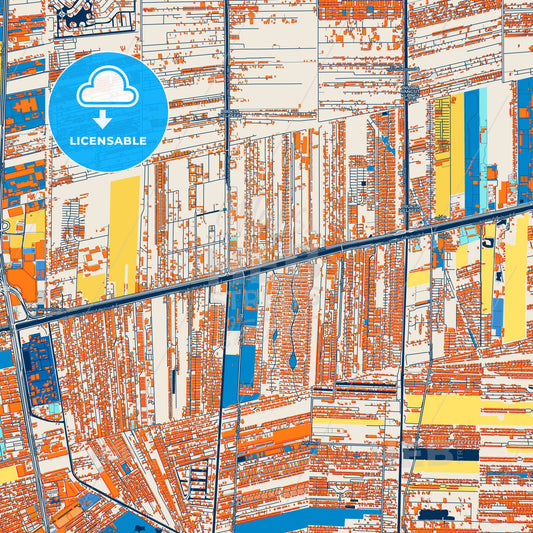 Colorful Rangsit Street Map with Labels and Buildings