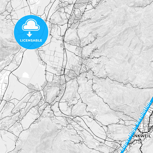 Rankweil, Austria light map with streetnames, citynames and districts