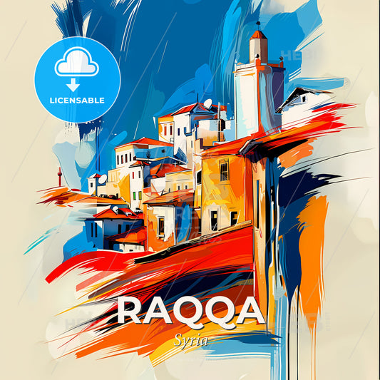 Vibrant Raqqa, Syria - A Painting Of A City - Square format print template