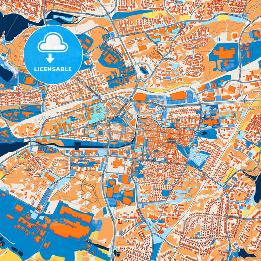 Colorful Rauma Street Map with Labels and Buildings