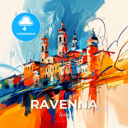 Vibrant Ravenna, Italy - A Painting Of A Building - Square format print template