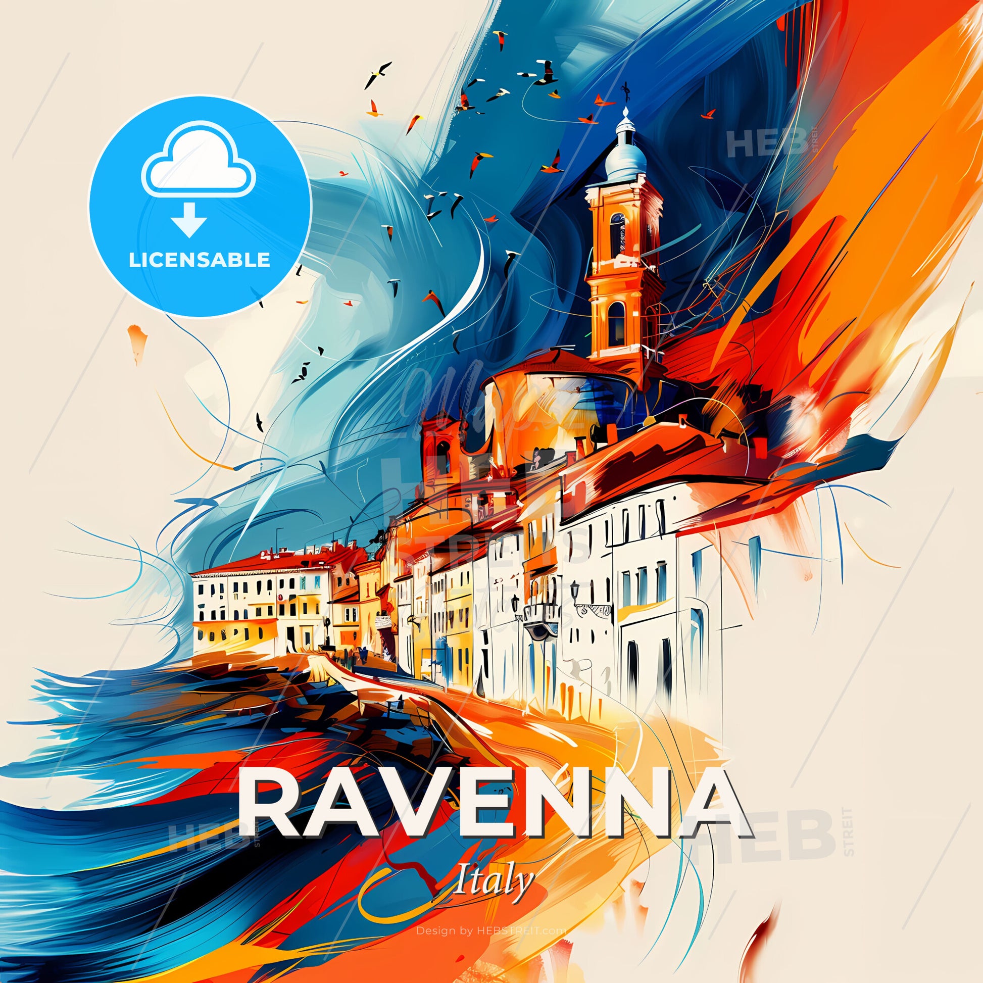Vibrant Ravenna, Italy - A Painting Of A City - Square format print template
