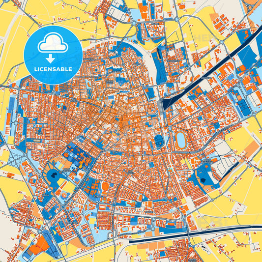 Colorful Ravenna Street Map with Labels and Buildings