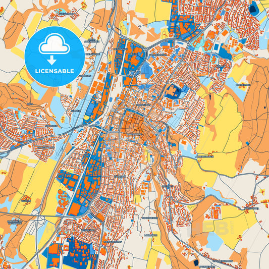 Colorful Ravensburg Street Map with Labels and Buildings