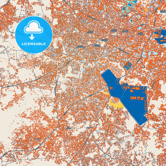 Colorful Rawalpindi Street Map with Labels and Buildings