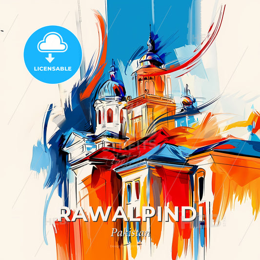 Vibrant Rawalpindi, Pakistan - A Painting Of A Building - Square format print template