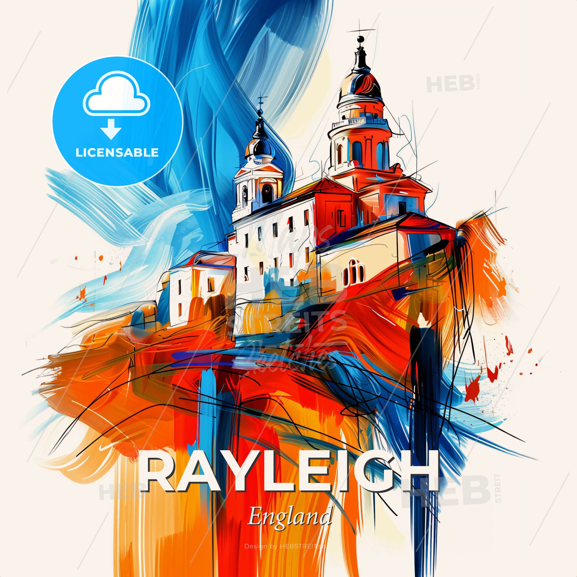 Vibrant Rayleigh, England - A Painting Of A Building - Square format print template