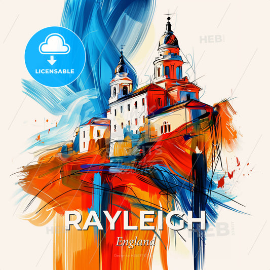 Vibrant Rayleigh, England - A Painting Of A Building - Square format print template