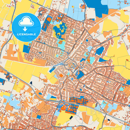 Colorful Rayleigh Street Map with Labels and Buildings