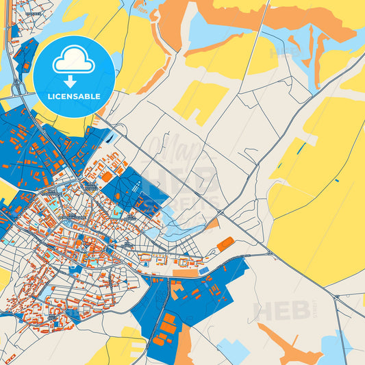 Colorful Razgrad Street Map with Labels and Buildings