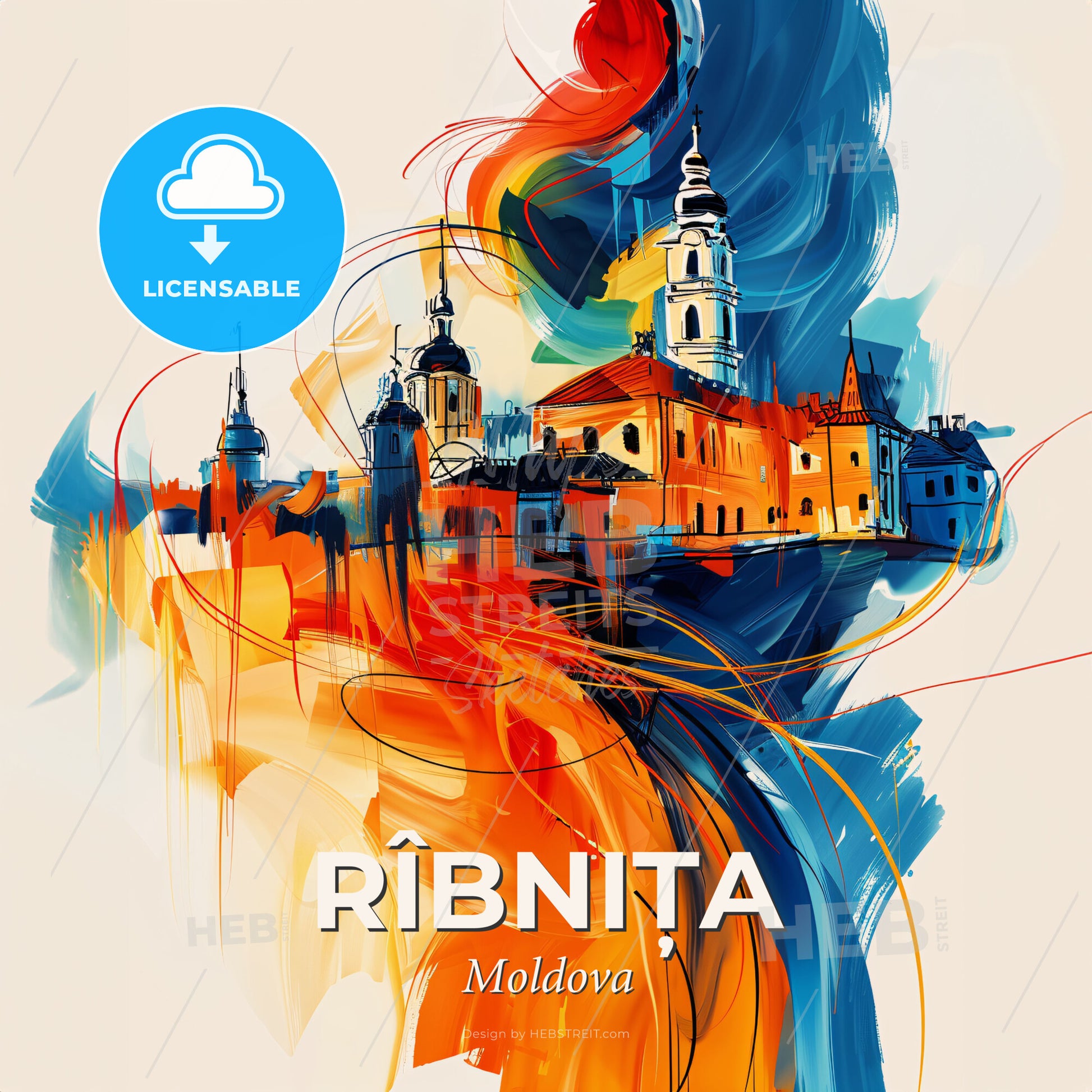 Vibrant Rîbnița, Moldova - A Painting Of A City - Square format print template