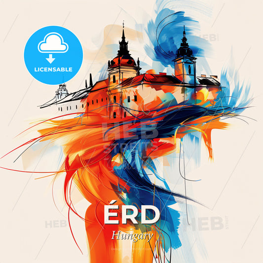 Vibrant Érd, Hungary - A Painting Of A Building - Square format print template