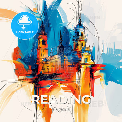 Vibrant Reading, England - A Painting Of A Building - Square format print template