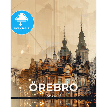 Örebro Skyline – Architecture and Cityscape Print - A building with a tower - Square format print template