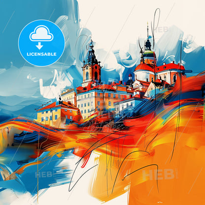 Vibrant Örebro, Sweden - A Painting Of A Building