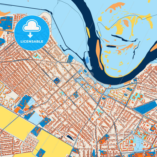 Colorful Rechytsa Street Map with Labels and Buildings