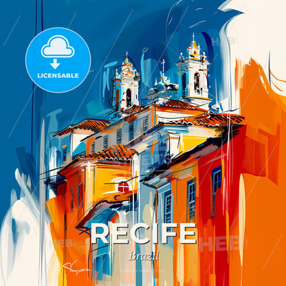Vibrant Recife, Brazil - A Painting Of A Building - Square format print template