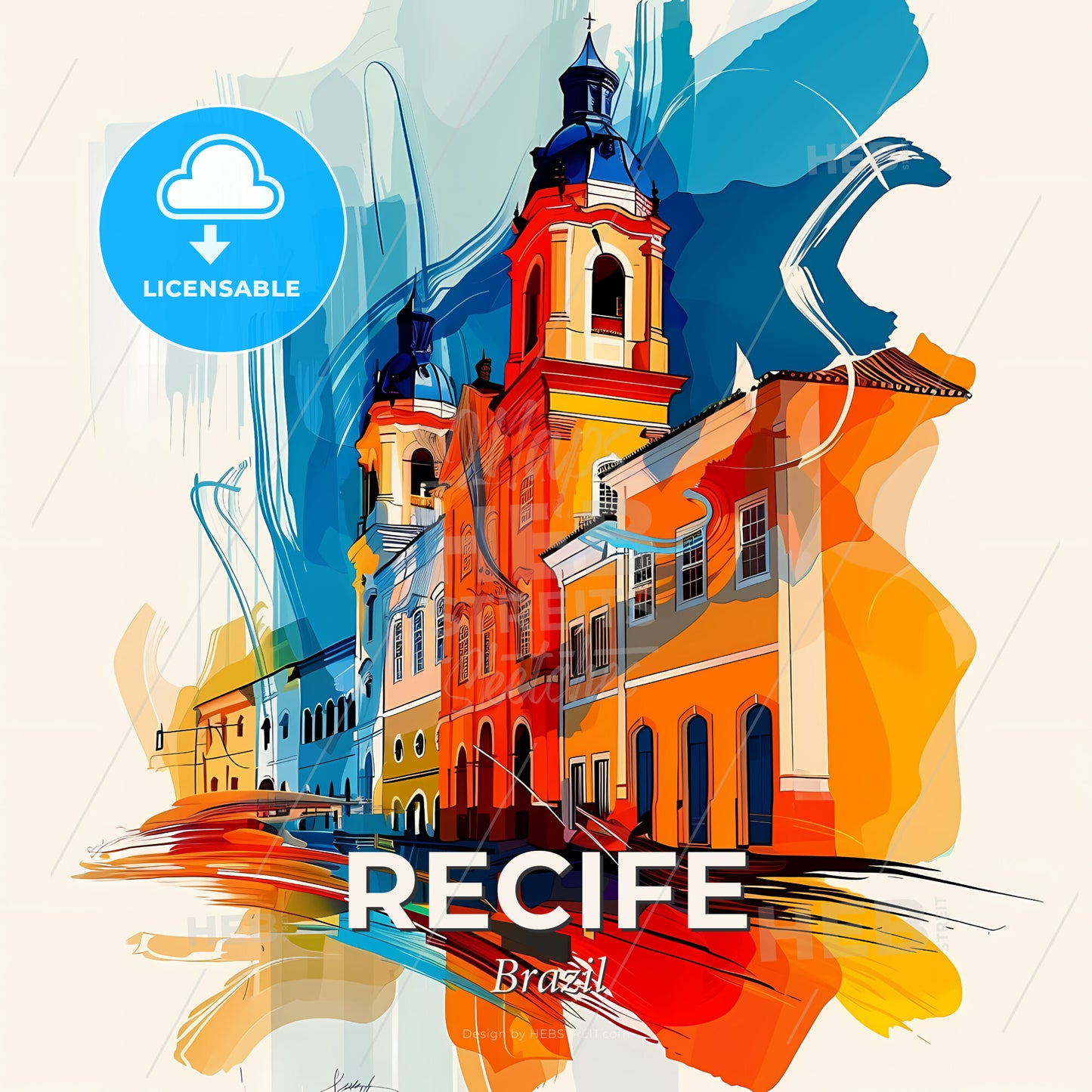 Vibrant Recife, Brazil - A Colorful Building With A Tower - Square format print template