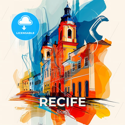 Vibrant Recife, Brazil - A Colorful Building With A Tower - Square format print template