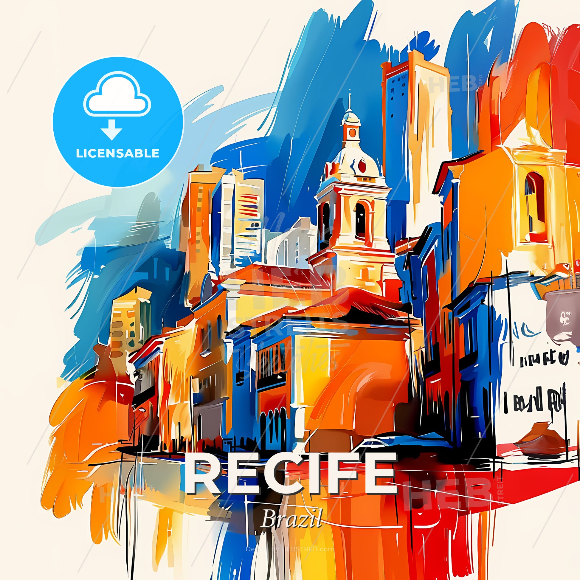 Vibrant Recife, Brazil - A Colorful Painting Of A City - Square format print template