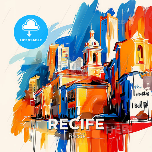 Vibrant Recife, Brazil - A Colorful Painting Of A City - Square format print template