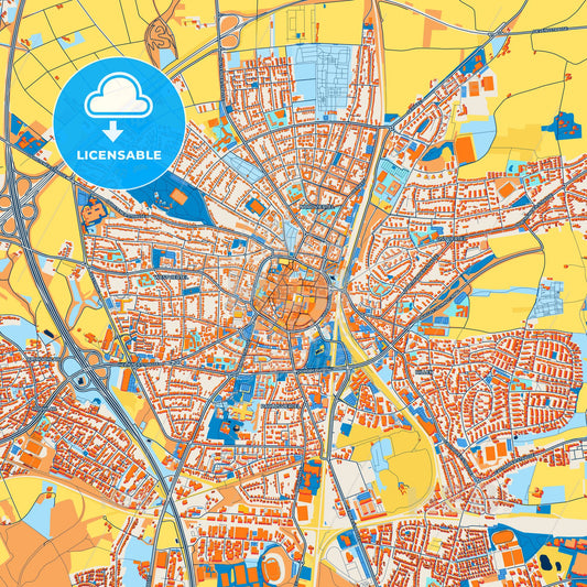 Colorful Recklinghausen Street Map with Labels and Buildings