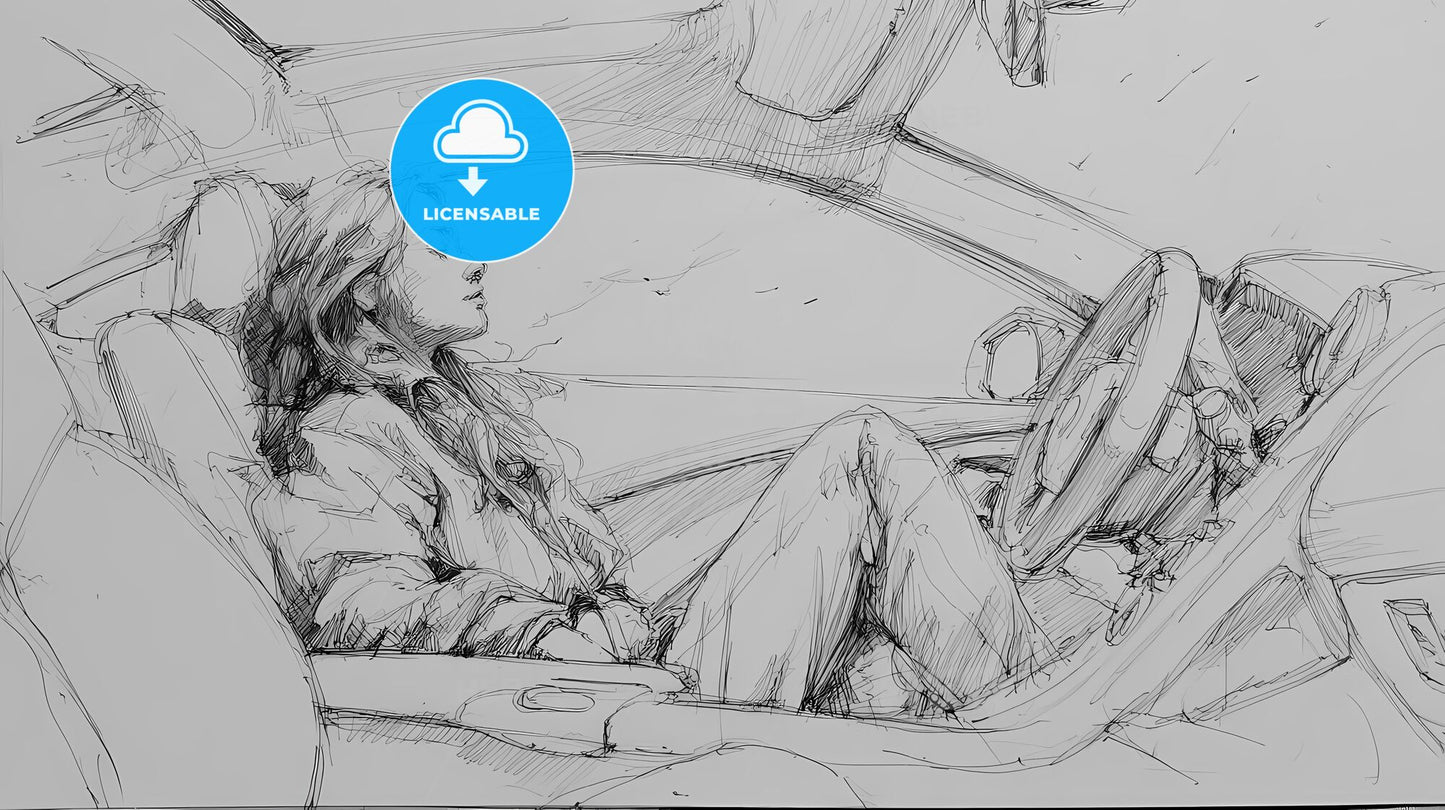 Reclining Serenity: A Dynamic Sketch of Freedom in Motion