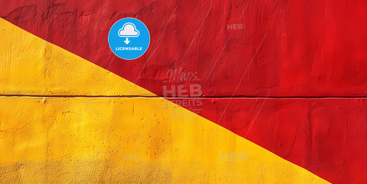 Vibrant Abstract Wall Painting: Crimson and Gold Hues on Textured Canvas