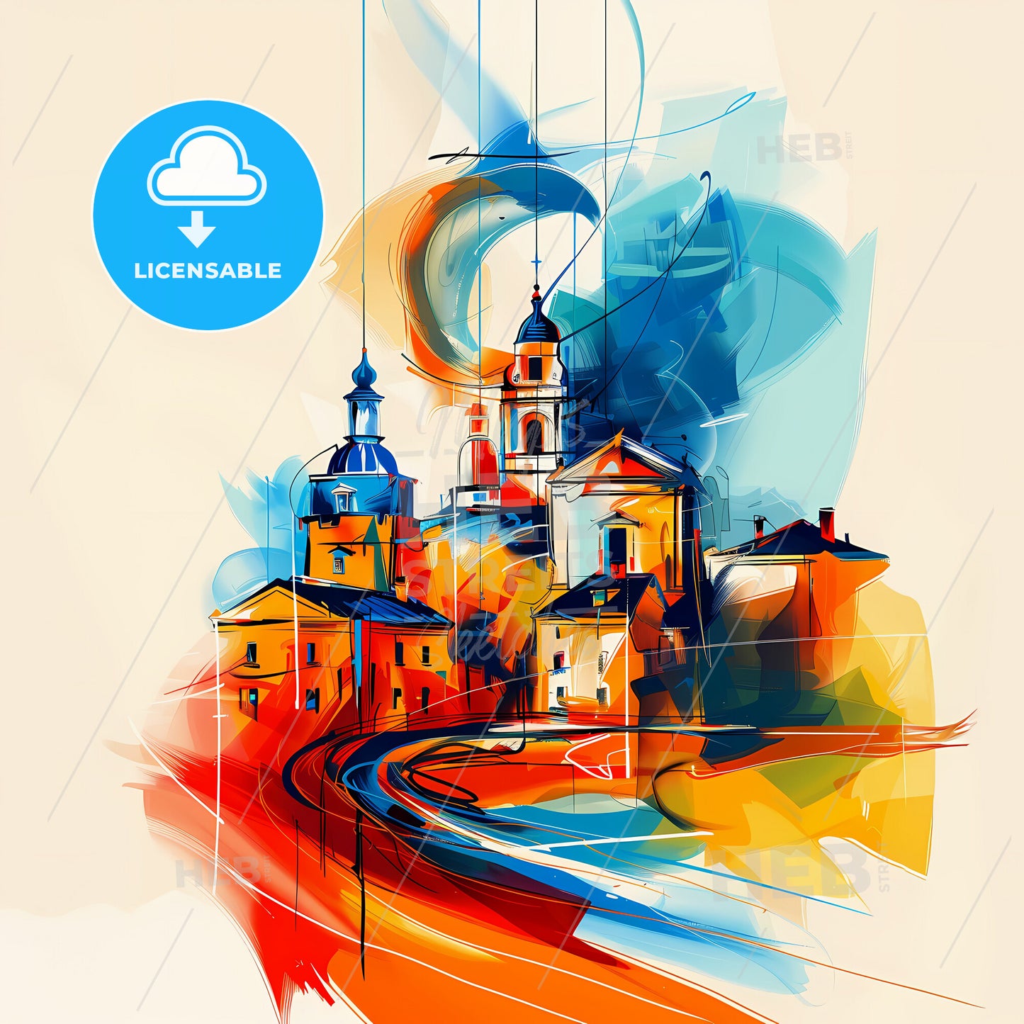 Vibrant Redditch, England - A Painting Of A Town