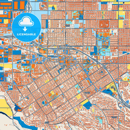 Colorful Redlands Street Map with Labels and Buildings
