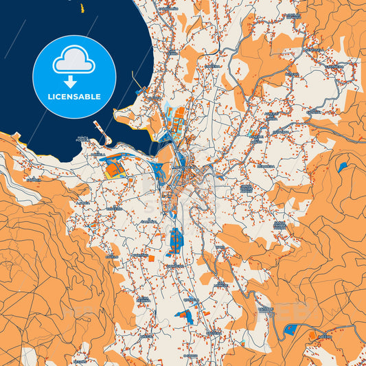 Colorful Redondela Street Map with Labels and Buildings